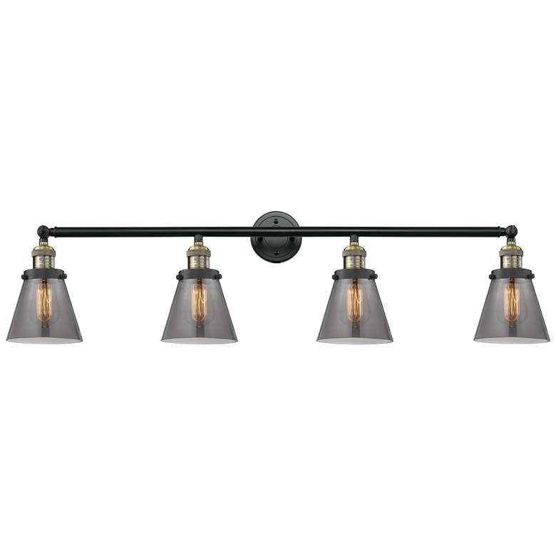 Image 1 Cone 4 Light 42" Bath Light - Black Antique Brass - Plated Smoke Shade