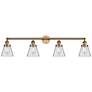Cone 4 Light 42" Bath Light - Brushed Brass - Clear Shade