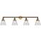 Cone 4 Light 42" Bath Light - Brushed Brass - Clear Shade