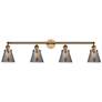 Cone 4 Light 42" Bath Light - Brushed Brass - Plated Smoke Shade