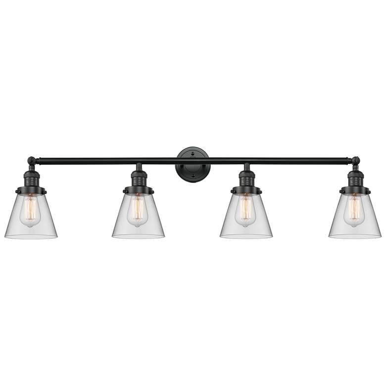 Image 1 Cone 4 Light 42" Bath Light - Matte Black - Clear Shade