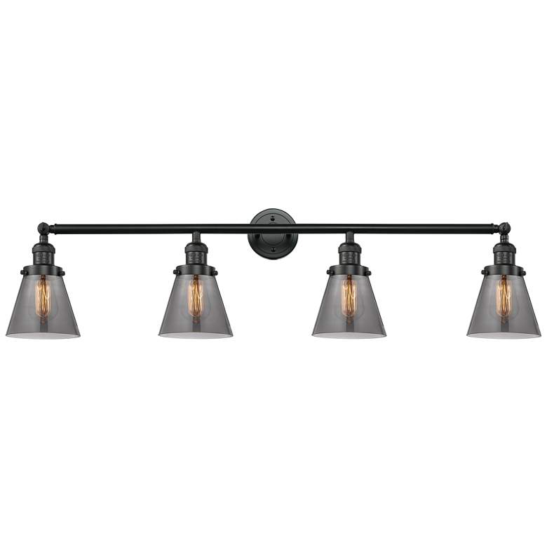 Image 1 Cone 4 Light 42" Bath Light - Matte Black - Plated Smoke Shade