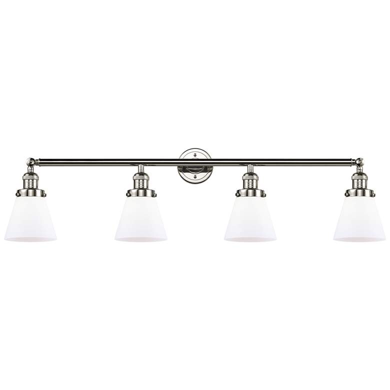 Image 1 Cone 4 Light 42" Bath Light - Polished Nickel - Matte White Shade