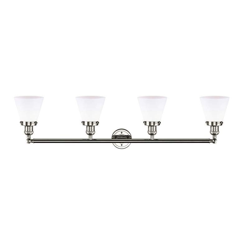 Image 2 Cone 4 Light 42" Bath Light - Polished Nickel - Matte White Shade more views