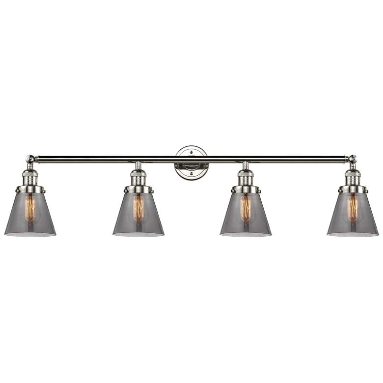 Image 1 Cone 4 Light 42" Bath Light - Polished Nickel - Plated Smoke Shade
