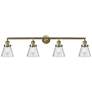 Cone 4 Light 42" LED Bath Light - Antique Brass - Seedy Shade