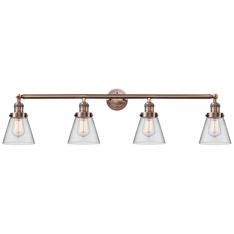 Image 1 Cone 4 Light 42" LED Bath Light - Antique Copper - Clear Shade