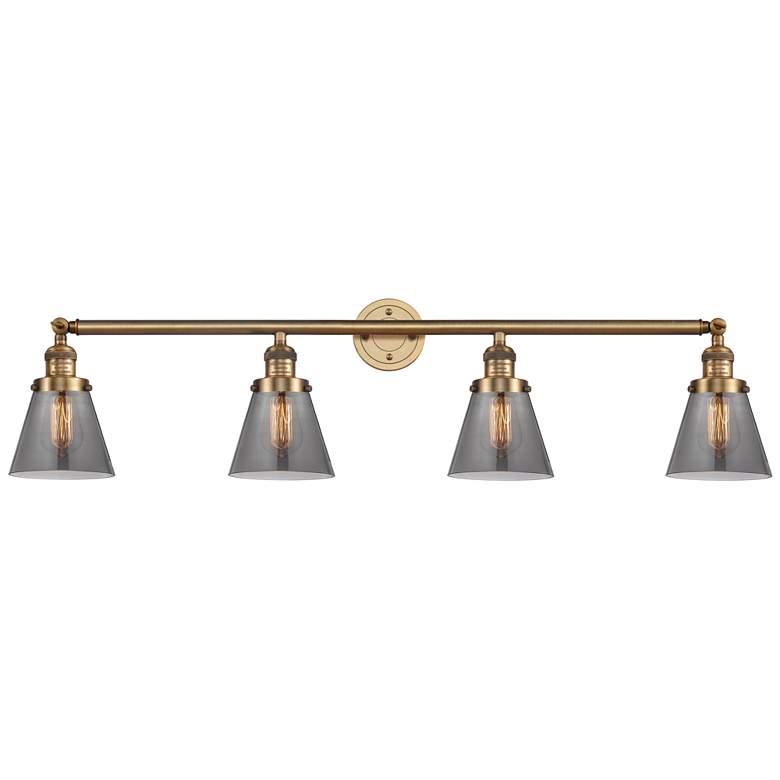 Image 1 Cone 4 Light 42" LED Bath Light - Brushed Brass - Plated Smoke Shade