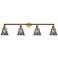 Cone 4 Light 42" LED Bath Light - Brushed Brass - Plated Smoke Shade