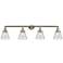 Cone 4 Light 42" LED Bath Light - Brushed Satin Nickel - Clear Shade