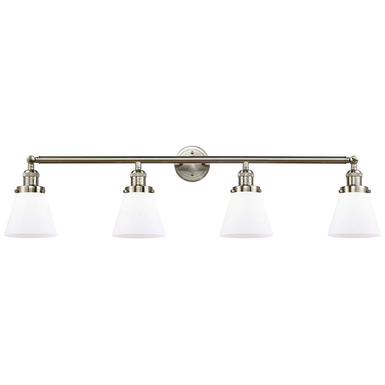 Image 1 Cone 4 Light 42" LED Bath Light - Brushed Satin Nickel - Matte White S