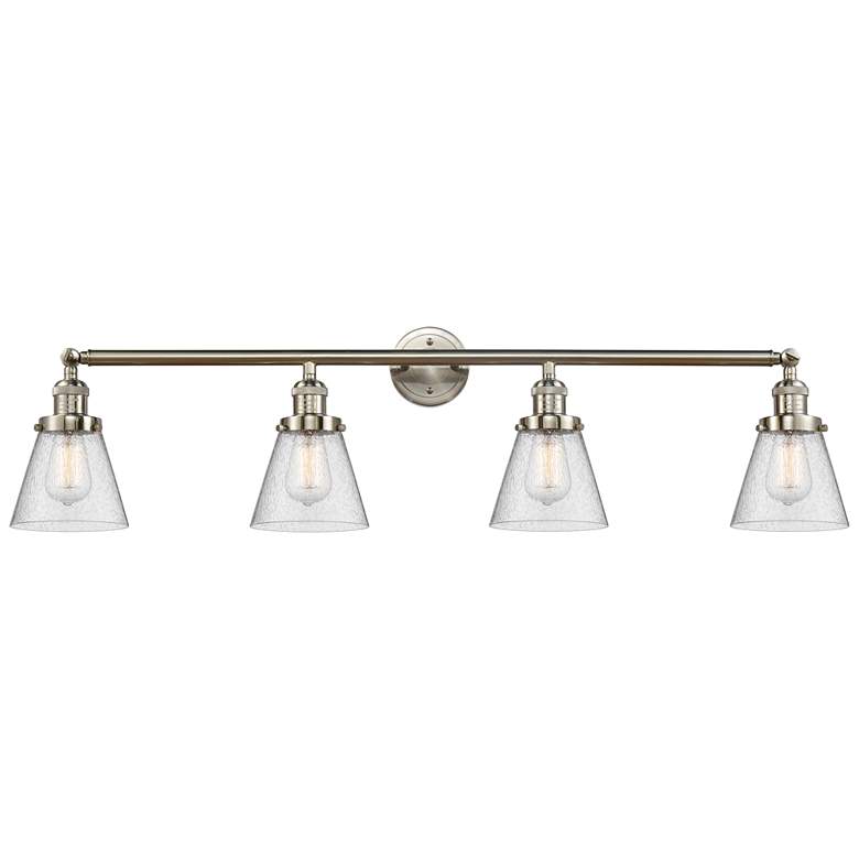 Image 1 Cone 4 Light 42" LED Bath Light - Brushed Satin Nickel - Seedy Shade