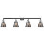 Cone 4 Light 42" LED Bath Light - Polished Chrome - Plated Smoke Shade