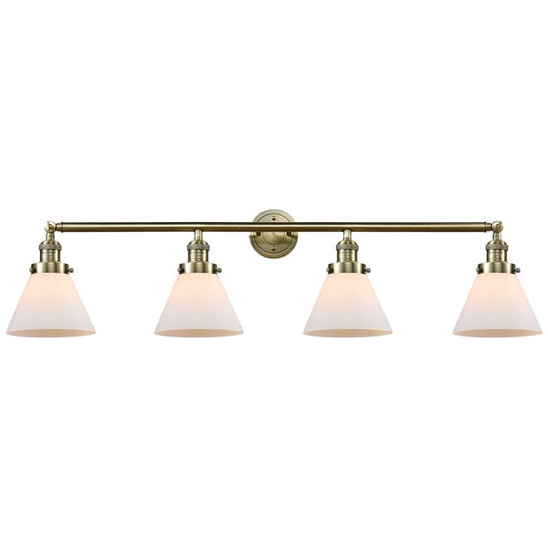 Image 1 Cone 4 Light 44" Bath Light - Antique Brass - Matte White Shade