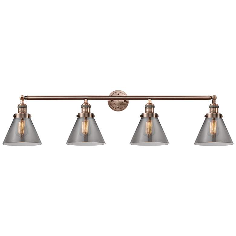 Image 1 Cone 4 Light 44" Bath Light - Antique Copper - Plated Smoke Shade