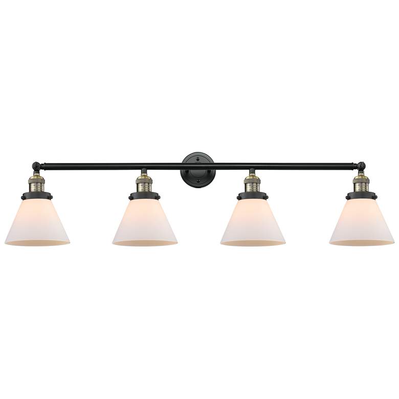 Image 1 Cone 4 Light 44" Bath Light - Black Antique Brass - Matte White Shade