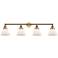 Cone 4 Light 44" Bath Light - Brushed Brass - Matte White Shade