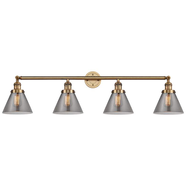 Image 1 Cone 4 Light 44" Bath Light - Brushed Brass - Plated Smoke Shade