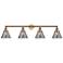 Cone 4 Light 44" Bath Light - Brushed Brass - Plated Smoke Shade