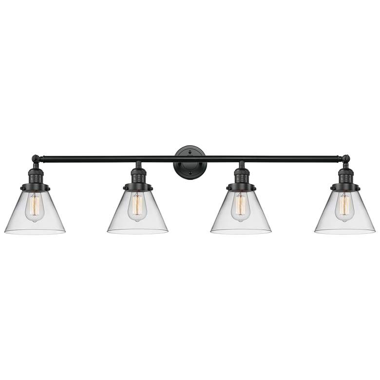 Image 1 Cone 4 Light 44" Bath Light - Matte Black - Clear Shade