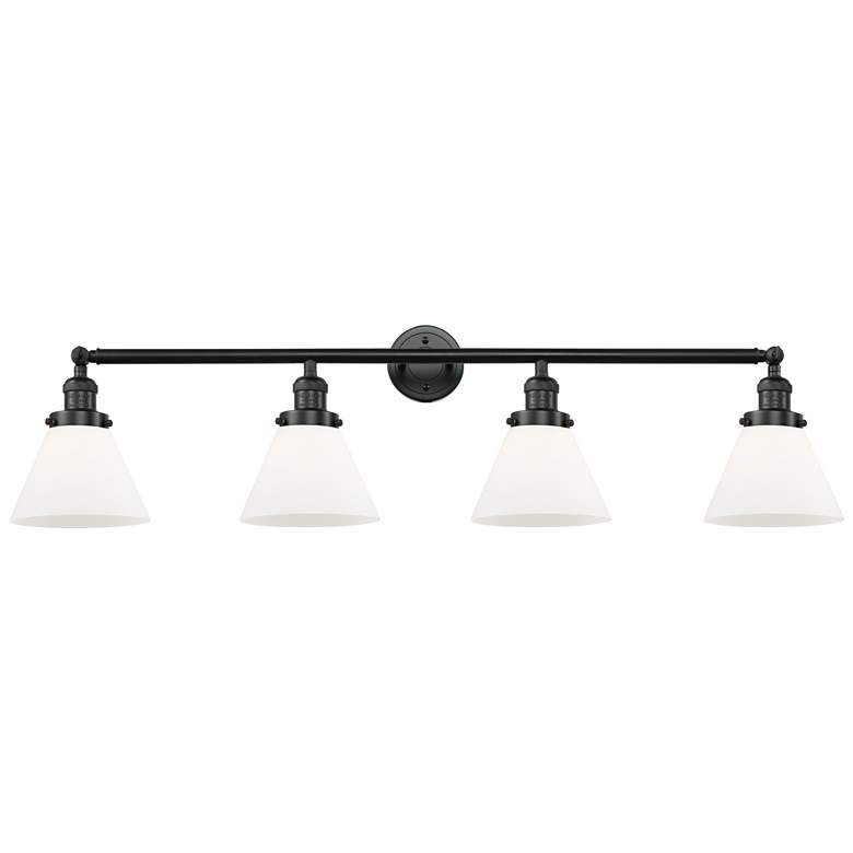 Image 1 Cone 4 Light 44" Bath Light - Matte Black - Matte White Shade