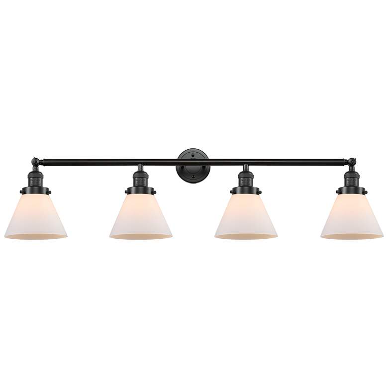 Image 1 Cone 4 Light 44" Bath Light - Oil Rubbed Bronze - Matte White Shade