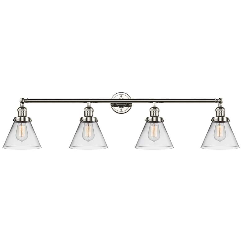 Image 1 Cone 4 Light 44" Bath Light - Polished Nickel - Clear Shade