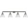 Cone 4 Light 44" Bath Light - Polished Nickel - Clear Shade