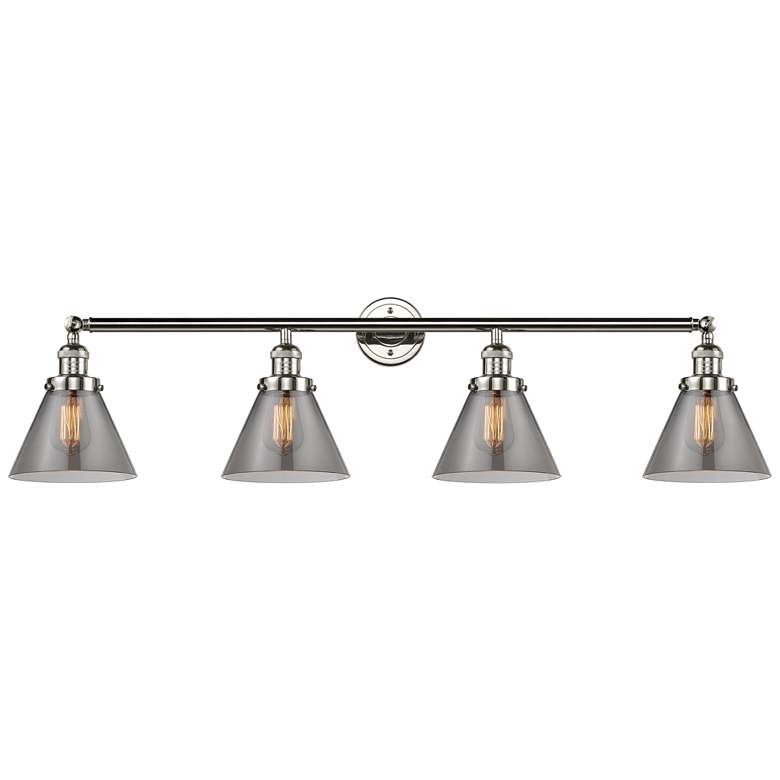 Image 1 Cone 4 Light 44" Bath Light - Polished Nickel - Plated Smoke Shade