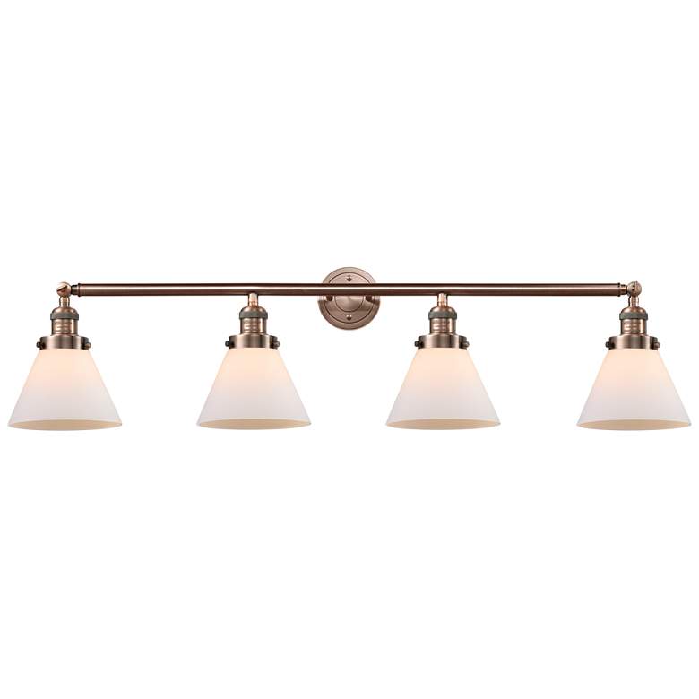 Image 1 Cone 4 Light 44" LED Bath Light - Antique Copper - Matte White Shade