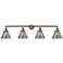 Cone 4 Light 44" LED Bath Light - Antique Copper - Plated Smoke Shade
