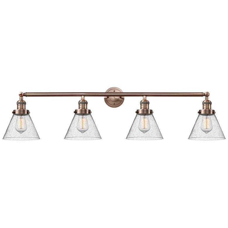 Image 1 Cone 4 Light 44" LED Bath Light - Antique Copper - Seedy Shade