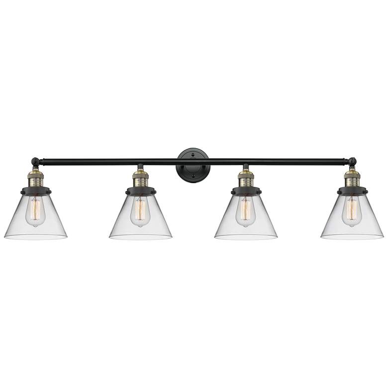 Image 1 Cone 4 Light 44" LED Bath Light - Black Antique Brass - Clear Shade
