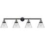 Cone 4 Light 44" LED Bath Light - Black Antique Brass - Clear Shade