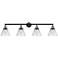 Cone 4 Light 44" LED Bath Light - Black Antique Brass - Clear Shade