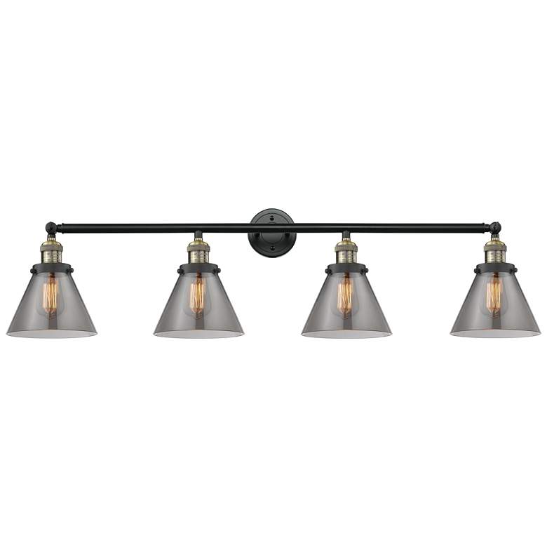 Image 1 Cone 4 Light 44" LED Bath Light - Black Antique Brass - Plated Smoke S