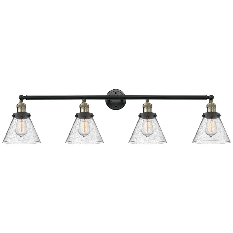 Image 1 Cone 4 Light 44" LED Bath Light - Black Antique Brass - Seedy Shade