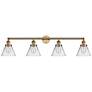 Cone 4 Light 44" LED Bath Light - Brushed Brass - Clear Shade