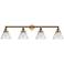 Cone 4 Light 44" LED Bath Light - Brushed Brass - Clear Shade