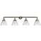 Cone 4 Light 44" LED Bath Light - Brushed Satin Nickel - Clear Shade