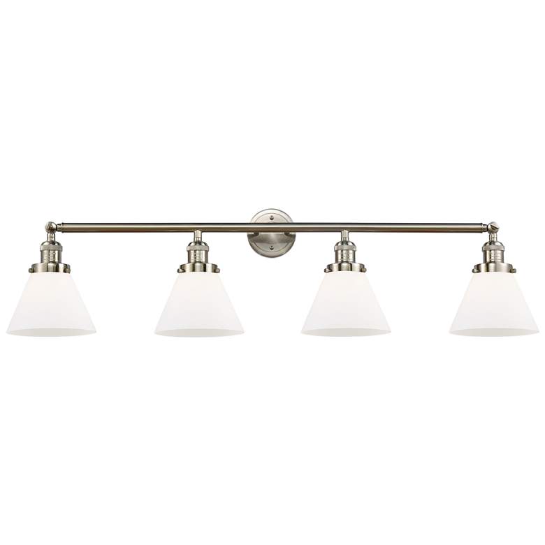 Image 1 Cone 4 Light 44" LED Bath Light - Brushed Satin Nickel - Matte White S