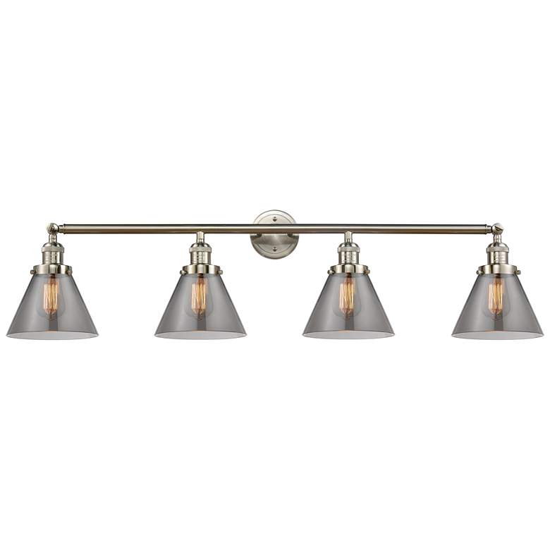 Image 1 Cone 4 Light 44" LED Bath Light - Brushed Satin Nickel - Plated Smoke