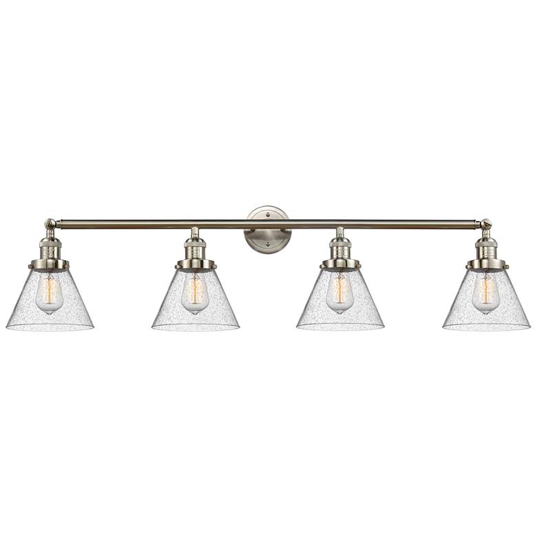 Image 1 Cone 4 Light 44" LED Bath Light - Brushed Satin Nickel - Seedy Shade