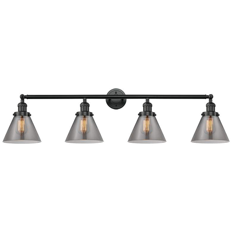 Image 1 Cone 4 Light 44" LED Bath Light - Matte Black - Plated Smoke Shade