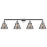 Cone 4 Light 44" LED Bath Light - Polished Chrome - Plated Smoke Shade