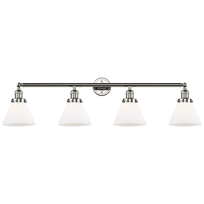 Image 1 Cone 4 Light 44" LED Bath Light - Polished Nickel - Matte White Shade