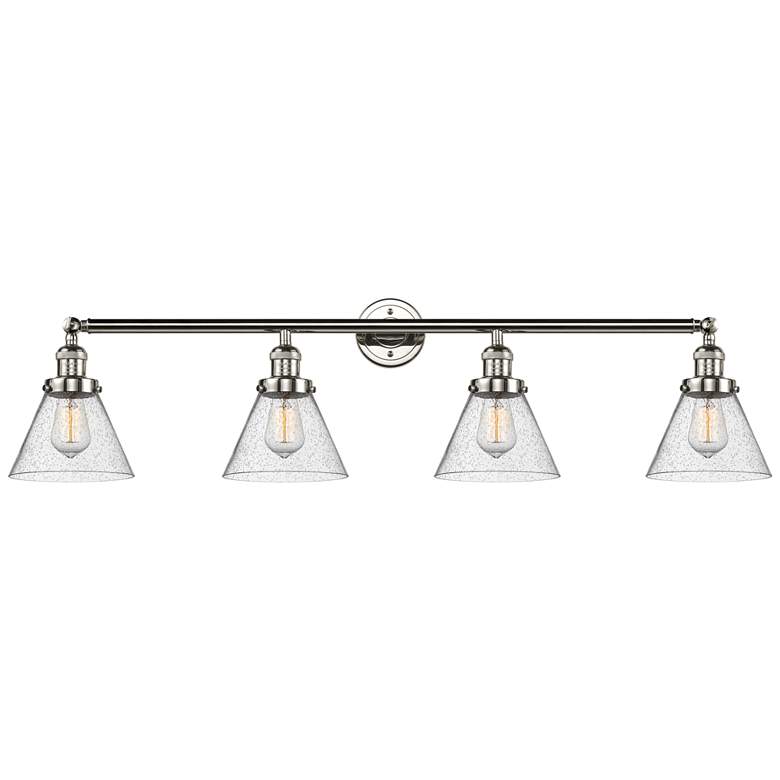Image 1 Cone 4 Light 44" LED Bath Light - Polished Nickel - Seedy Shade
