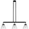 Cone 40.25" Wide 3 Light Black Brass Stem Hung Island Light w/ Clear S