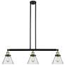 Cone 40.25" Wide 3 Light Black Brass Stem Hung Island Light w/ Seedy S