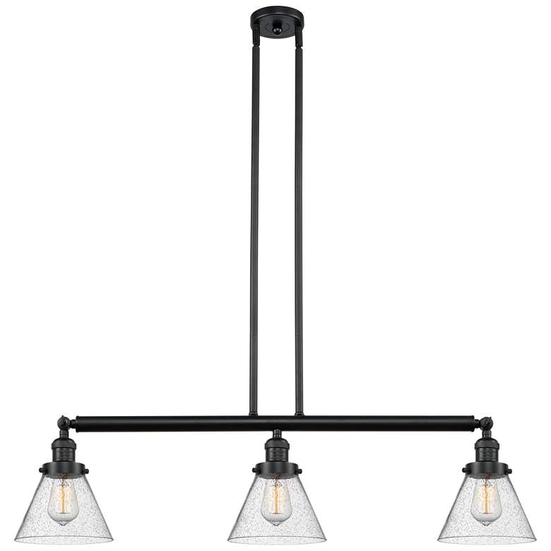 Image 1 Cone 40.25" Wide 3 Light Matte Black Stem Hung Island Light w/ Seedy S